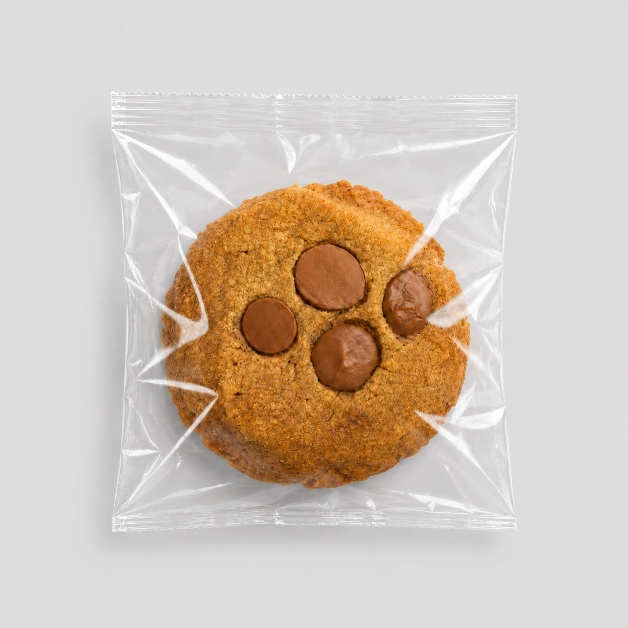 THC Cookie mit Schokoladengeschmack in durchsichtiger Verpackung von Happyflower