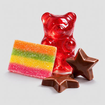 THC Edibles Bestseller-Mix – Gummies & Schoko, von Kunden geliebt – Premium Cannabis Bundle bei Happyflower
